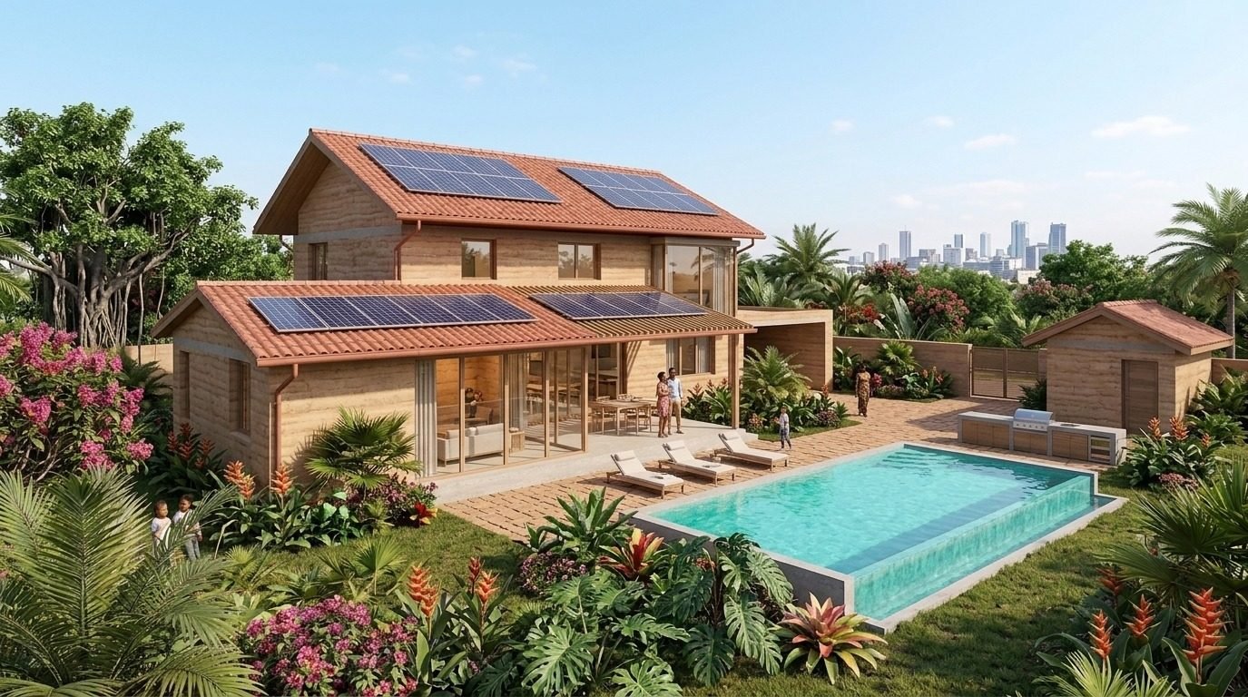 Villa duplex bioclimatique 4 pièces en pisé